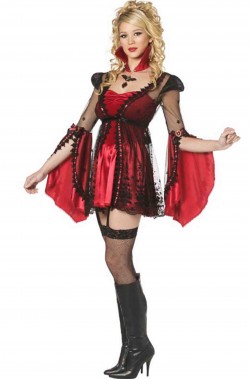 Vestito Halloween donna vampira vittoriana corto