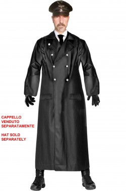 Cappotto nero da ufficiale nazista o russo in similpelle