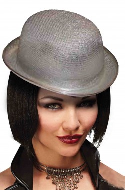 Cappello a bombetta argento per cabaret anni 20