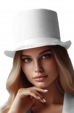 Cappello a cilindro bianco con fascia di raso