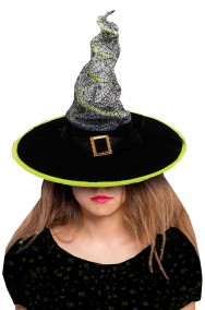 Cappello da strega nero e verde a punta