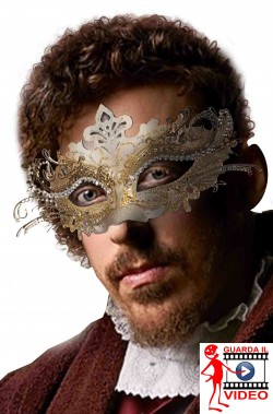 Maschera di carnevale elegante di metallo color argento e oro carnevale di venezia