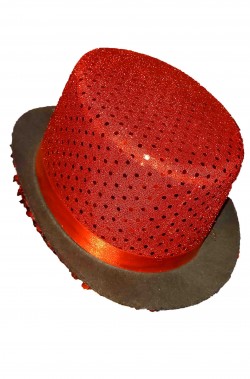 Cappello cabaret rosso sequin con paillettes glitter