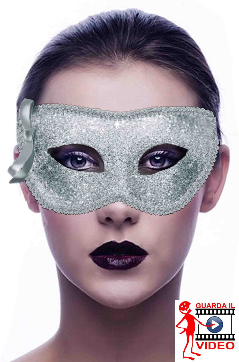 Maschera carnevale elegante veneziana argento