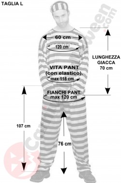 Misure del costume da detenuto taglia L