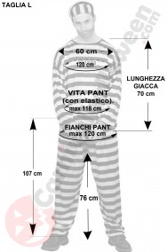 Misure del costume da detenuto taglia L