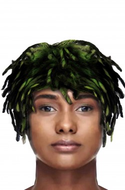 Parrucca con treccine dreadlocks corte nera e verde