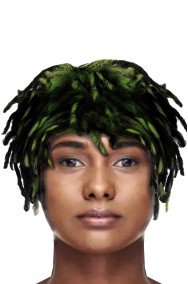 Parrucca con treccine dreadlocks corte nera e verde