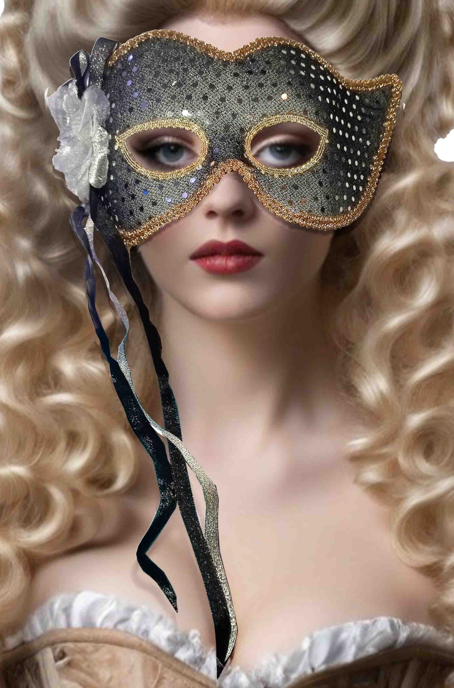 Maschera carnevale elegante nera e oro