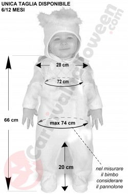 misure costume di carnevale da angelo bambino piccolo