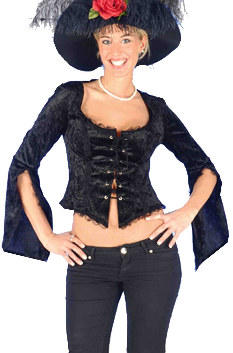 Camicia nera da donna piratessa 800 Camicia nera da donna piratessa 800
