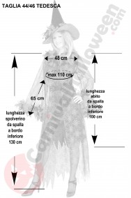 Misure del costume Halloween da strega con spolverino