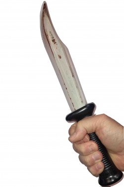 Coltello giocattolo adulto tipo Scream con sangue secco
