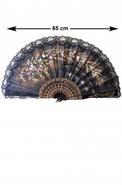 Grande ventaglio nero decorato