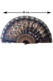 Grande ventaglio nero decorato