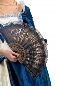 Ventaglio nero grande con rose