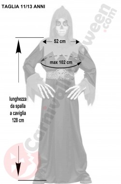 Misure costumi halloween bambino morte 11 13 anni