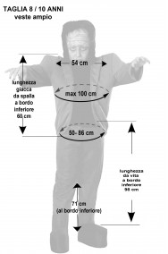Misure del costume Halloween bambino 8 10 anni da Frankenstein