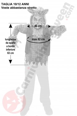 Misure del costume halloween da lupo mannaro