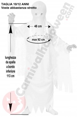 Misure vestito halloween fantasma 10 12 anni