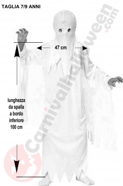 Misure costume halloween da fantasma 7 9 anni