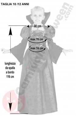 Misure costume Halloween da bambina vampira 10 12 anni