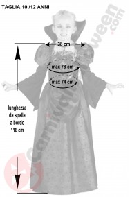 Misure costume Halloween da bambina vampira 10 12 anni