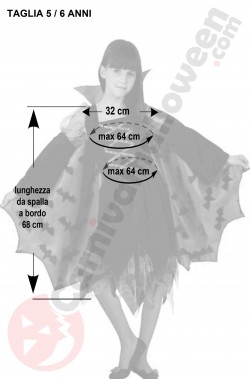 Misure costume Halloween economico bello da bambina vampira