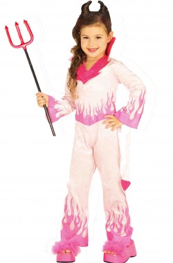 Costume Halloween Bambina elegante diavola rosa