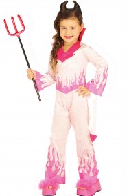 Costume Halloween Bambina elegante diavola rosa