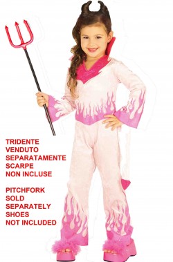 Vestito di Halloween bambina diavoletta rosa