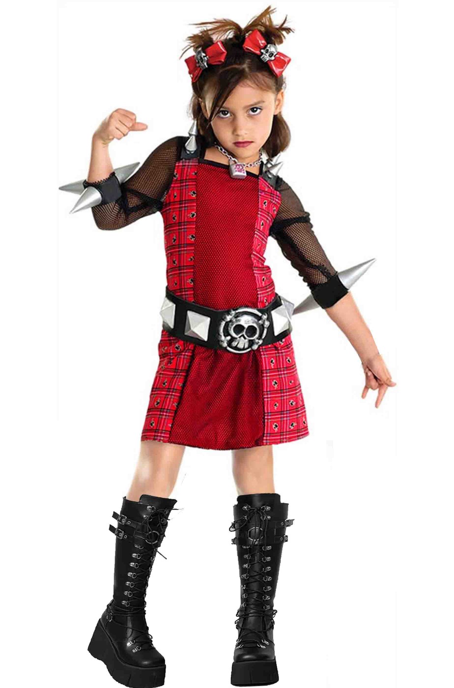 Vestito Punk Rocker bambina anni 80 con punte e borchie Vestito Punk Rocker bambina anni 80 con punte e borchie