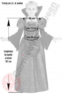 Misure vestito di Halloween da bambina vampira 5 6 anni