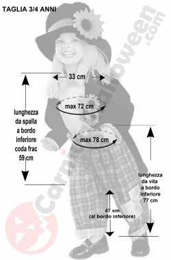 Misure costume di Halloween bambino 3 4 anni spaventapasseri felice