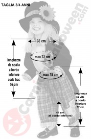 Misure costume di Halloween bambino 3 4 anni spaventapasseri felice
