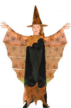 Costume Halloween da Bambina strega lungo con le ali