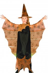 Costume Halloween da Bambina strega lungo con le ali
