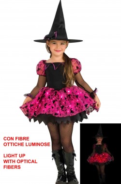 Costume Halloween bambina strega con luci