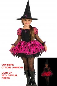 Costume Halloween bambina strega con luci