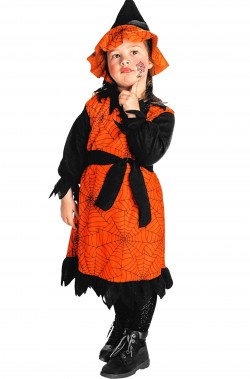 Costume di Halloween bambina piccola strega arancione