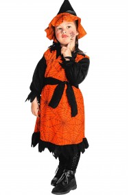 Costume di Halloween bambina piccola strega arancione