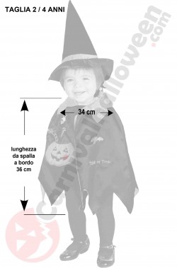 Misure del costume Halloween da bambina piccola da 2 a 4 anni streghetta zucca