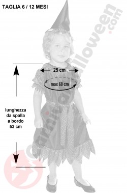 Misure vestito di Halloween bambina piccola 6 12 mesi strega nera