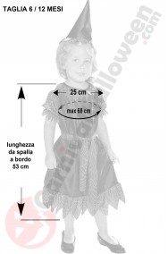 Misure vestito di Halloween bambina piccola 6 12 mesi strega nera