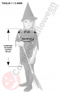 Misure vestito di Halloween bambina economico strega oscura