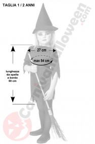 Misure vestito di Halloween bambina economico strega oscura