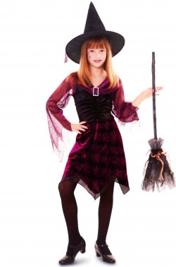 Costume Halloween bambina strega elegante viola