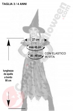 Misure costume Halloween Bambina piccola tre quattro anni