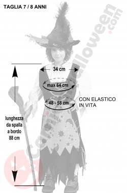 Misure del costume da befana o strega bambina sette otto anni