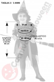 Misure costume halloween bambina 2 3 anni